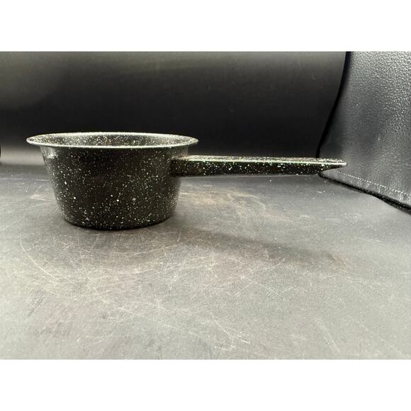 Vintage Black Speckled Enamelware Pot – 6.5” Retro Pan & Kettle-Rustic - Picture 8 of 9